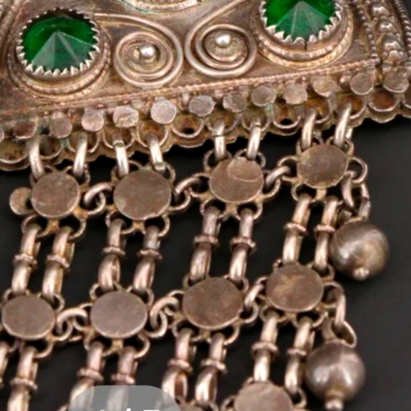 Heavy 9+ oz 800 Silver Berber Necklace Chain Maille Glass - Picture 5 of 7